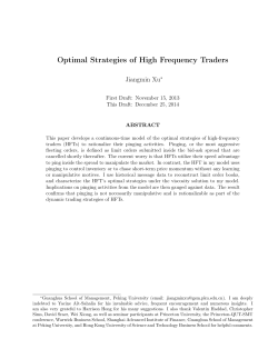 Optimal Strategies of High Frequency Traders