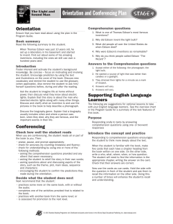 Orientation and Conferencing Plan Stage 4