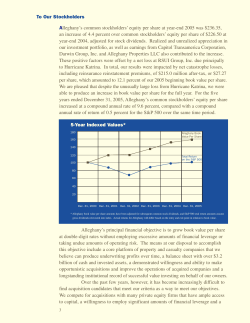 Alleghany`s common stockholders` equity per share at year