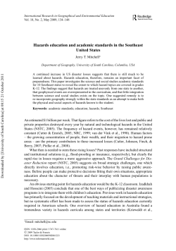 Hazards education and academic standards in the Southeast United