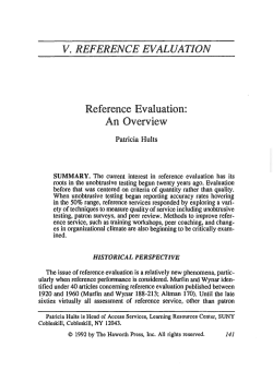 Reference Evaluation: An Overview