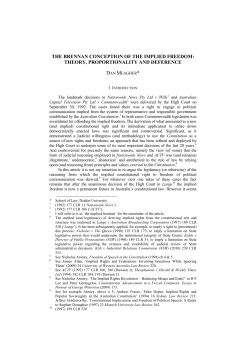 Meagher, Dan --- "The Brennan Conception of the Implied Freedom