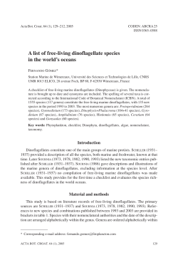 A list of free-living dinoflagellate species in the world`s oceans