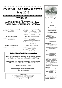 YOUR VILLAGE NEWSLETTER May 2016