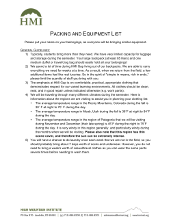 PACKING AND EQUIPMENT LIST