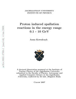 Proton induced spallation reactions in the energy