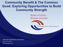 Community Benefit: Federal Definition