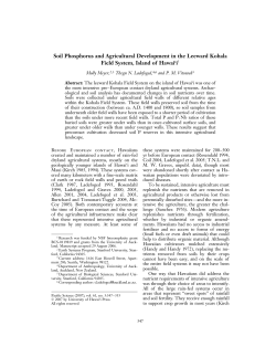 Soil Phosphorus and Agricultural Development in the Leeward