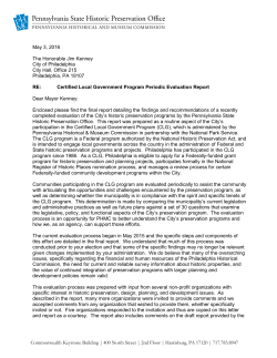 Phila. Certified Local Government Evaluation Report, 2015