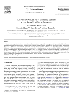 Automatic evaluation of syntactic learners in typologically