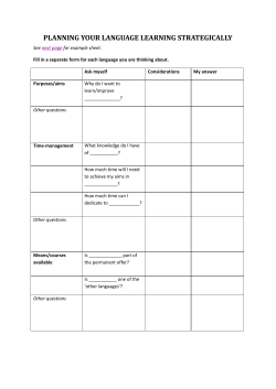 PLANNING YOUR LANGUAGE LEARNING STRATEGICALLY