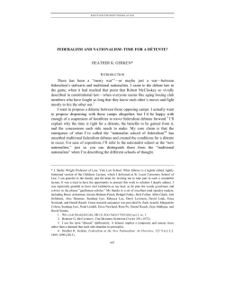 FEDERALISM AND NATIONALISM: TIME FOR A D&Eacute;TENTE
