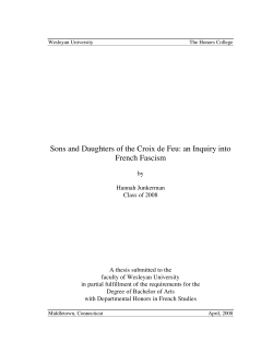 Sons and Daughters of the Croix de Feu: an Inquiry