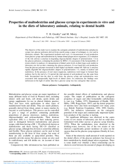 Properties of maltodextrins and glucose syrups in experiments in