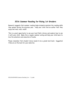 2016 Summer Reading for Rising 1st Graders