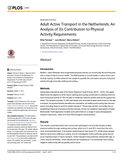 Adult Active Transport in the Netherlands: An Analysis of Its