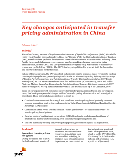 Key changes anticipated in transfer pricing administration in China