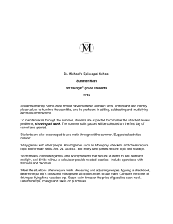 St. Michael`s Episcopal School Summer Math for