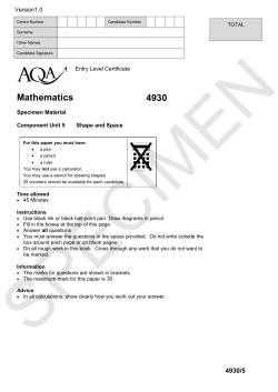 ELC Mathematics Specimen Question Paper Unit 5 - Shape