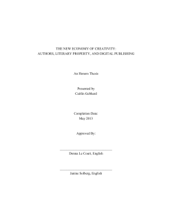 AUTHORS, LITERARY PROPERTY, AND DIGITAL PUBLISHING An