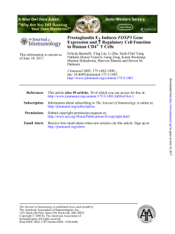 Prostaglandin E2 Induces FOXP3 Gene Expression and T