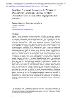 Bakhtin`s notion of the Internally Persuasive Discourse in education