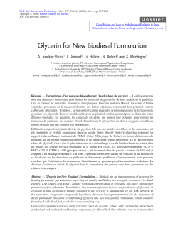 Glycerin for New Biodiesel Formulation