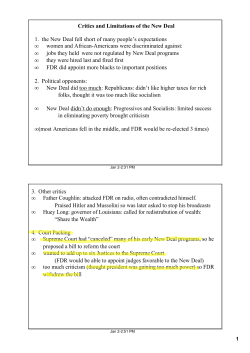 Critics and Limitations of the New Deal 1. the New Deal fell short of