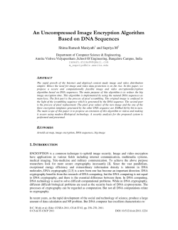An Uncompressed Image Encryption Algorithm Based on DNA