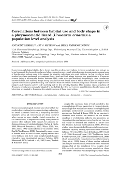 Correlations between habitat use and body shape