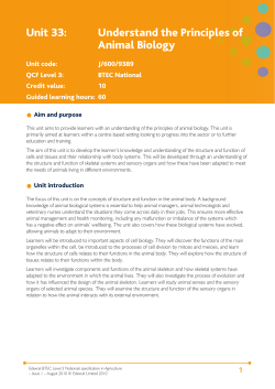 Unit 33: Understand the Principles of Animal Biology