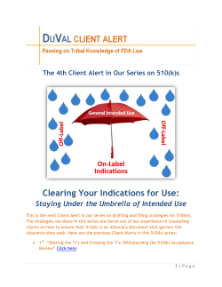Clearing Your Indications for Use Staying Under the Umbrella of