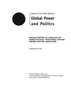 National Identity as a Resource for Global Inclusion: `Dislocating