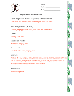 Jumping Jacks/Heart Rate Lab Resting heart rate