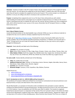 AP EUROPEAN HISTORY: REQUIRED SUMMER WORK Overview