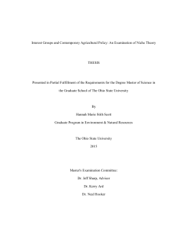 Interest Groups and Contemporary Agricultural Policy: An