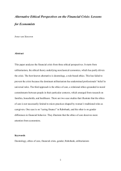 Alternative Ethical Perspectives on the Financial Crisis: Lessons for