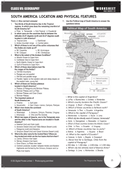 SOUTH AMERICA: LOCATION AND PHYSICAL FEATURES