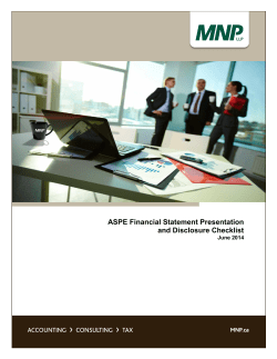 ASPE Financial Statement Presentation and Disclosure