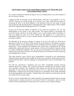 LSK President Speech - Annual Dinner March 2016