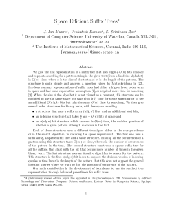 Space Efficient Suffix Trees* J. Ian Munro1, Venkatesh