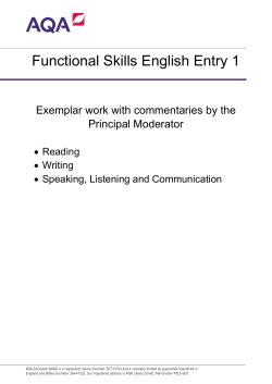 Entry 1 Functional skills English Exemplar work with
