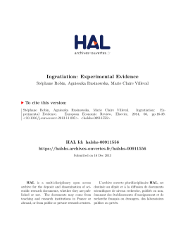 Ingratiation: Experimental Evidence - Hal-SHS