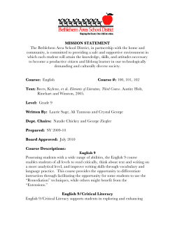 Grade 9 English Curriculum 2010 - Bethlehem Area School District