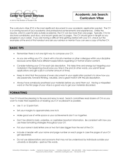 Curriculum Vitae - University of Washington