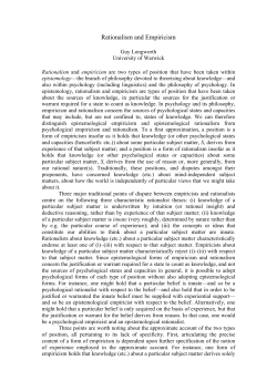 Rationalism and Empiricism