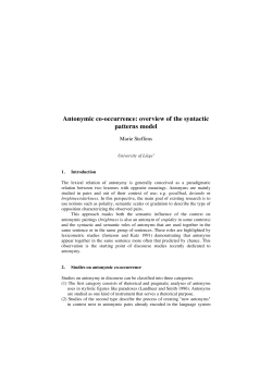 Antonymic co-occurrence: overview of the syntactic patterns model
