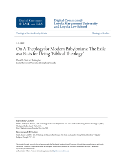 On A Theology for Modern Babylonians: The Exile as a Basis for Doing