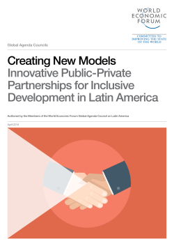 Creating New Models : Innovative Public-Private Partnerships