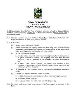 town of windsor bylaw # 35 truck routes bylaw